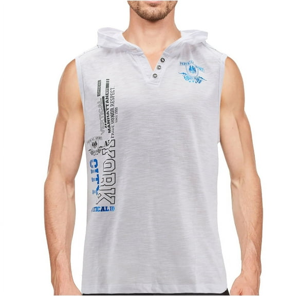 Men's Lightweight Athletic Sports Sleeveless T-Shirt Hoodie Vest Tank Top (HH10 White, L)