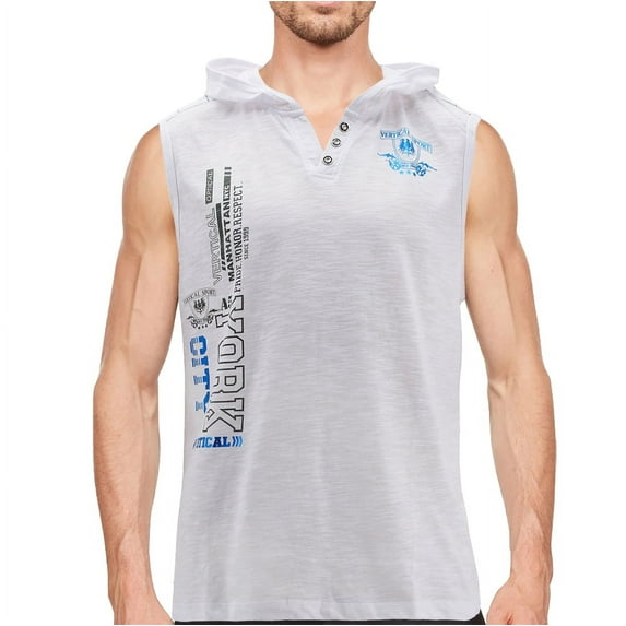 Men's Lightweight Athletic Sports Sleeveless T-Shirt Hoodie Vest Tank Top (HH10 White, L)