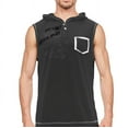 thumbnail image 1 of Men's Lightweight Athletic Sports Sleeveless T-Shirt Hoodie Vest Tank Top (HH9 Black, L), 1 of 3