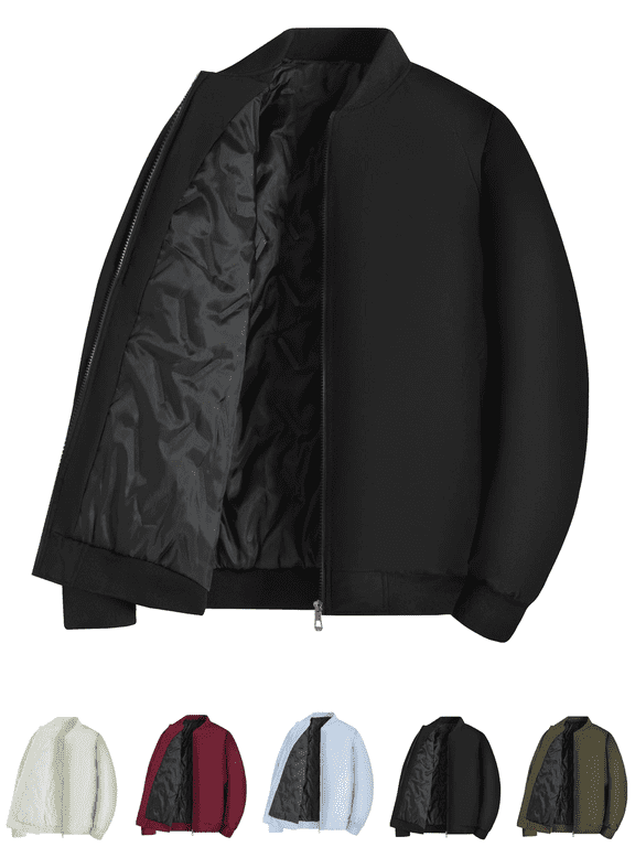 Men's Lightweight Bomber Jacket Casual Zip Up Flight Jacket with Ribbed Cuffs Spring Fall Outwear