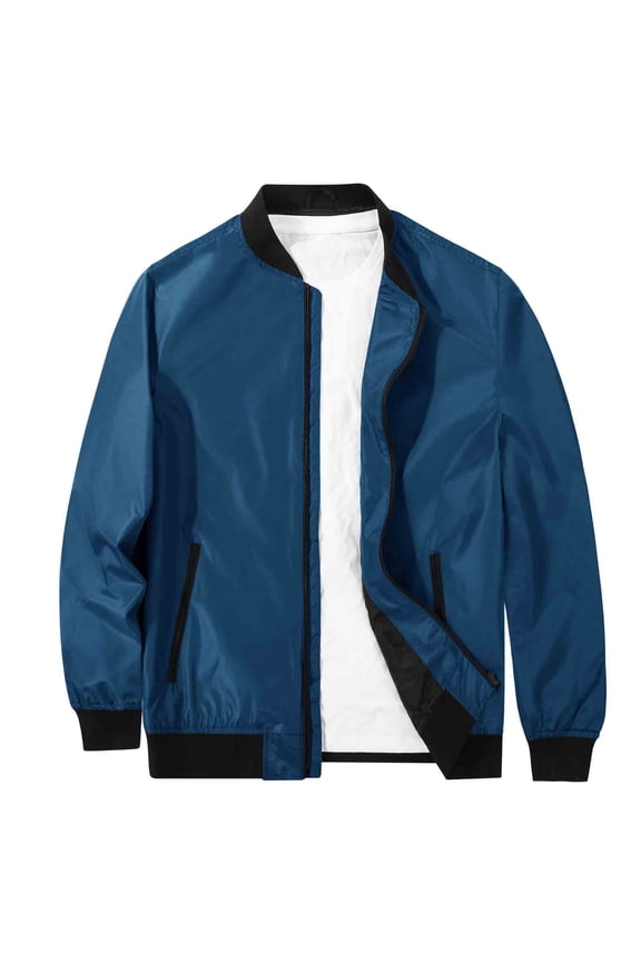 Men's Lightweight Bomber Jacket Causal Fashion Flight Windbreaker Jacket Dark Blue Size M