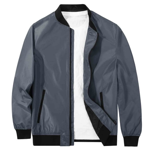 Men's Lightweight Bomber Jacket Causal Fashion Flight Windbreaker Jacket Dust Grey Size 2XL