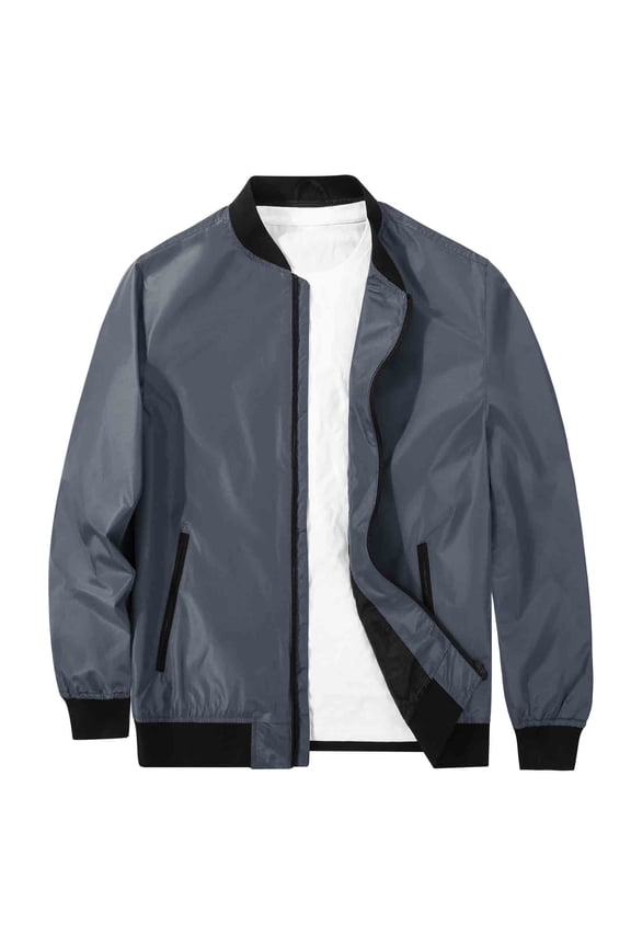 Men's Lightweight Bomber Jacket Causal Fashion Flight Windbreaker Jacket Dust Grey Size XL