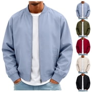 Mens Lightweight Bomber Jacket Classic Baseball Collar Full Zip Up Jacket Causal Windbreaker Jackets for Spring Fall
