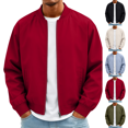 thumbnail image 1 of Men's Lightweight Bomber Jacket Classic Baseball Collar Winter Zip Up Windbreaker Coat Raglan Sleeve Wear, 1 of 9
