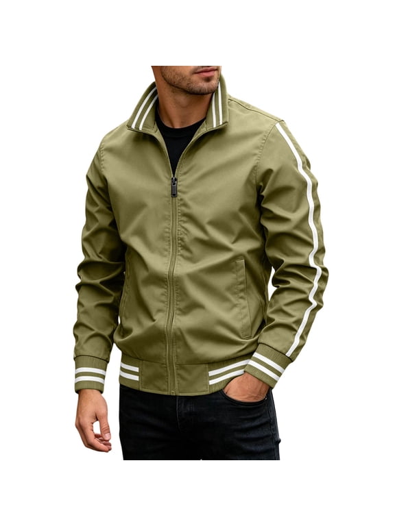 Men's Lightweight Bomber Jacket Windbreaker Casual Fall Spring Outdoor Coat Full Zip up Jackets Long Sleeve Outdoor Baseball Golf Sports Coats