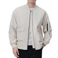 thumbnail image 1 of Men's Lightweight Bomber Jacket Zipper Causal Fashion Stylish Plus Size Windbreaker Light Jacket Workwear (XL, Khaki), 1 of 8