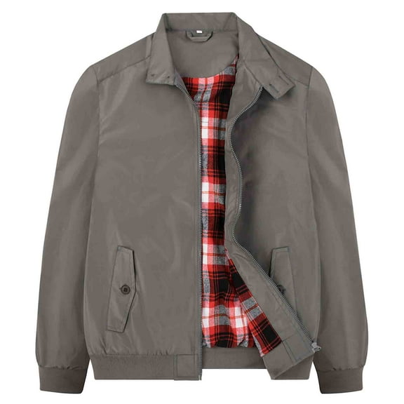 Men's Lightweight Bomber Windbreaker Jacket Casual Stylish Fall Spring Coat Grey Size S