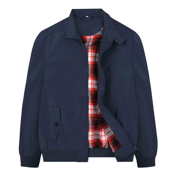 Men's Lightweight Bomber Windbreaker Jacket Casual Stylish Fall Spring Coat Navy Blue Size M