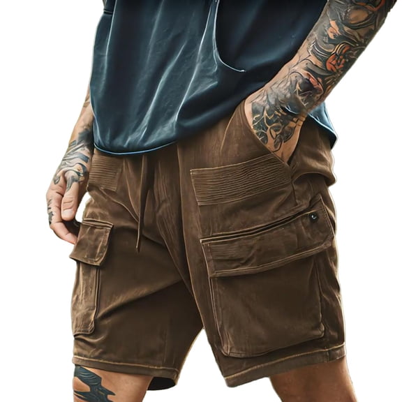 Men's Lightweight Breathable Casual Shorts Elastic Waist Polyester Summer