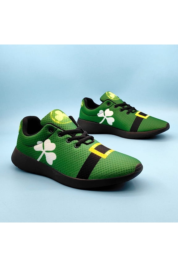 Men's Lightweight Breathable Casual Sports Shoes, Shamrock St. Patrick's Day Theme Sneakers, Comfortable Non-Slip Walking Shoes for Daily Wear, Outdoor and Festive Use