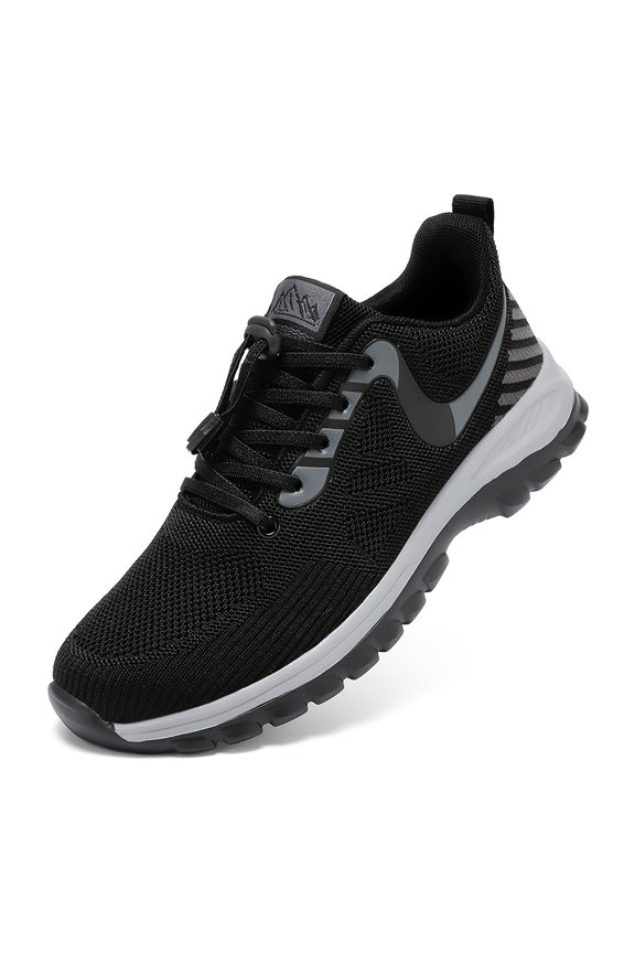 Men's Lightweight Breathable Outdoor Sneakers - Mid-Top & Camping Shoes with Elastic Lace Closure, Cushioned MD Sole Suitable for, Gym, Casual Wear, Striped/Checkered Athletic Footwear