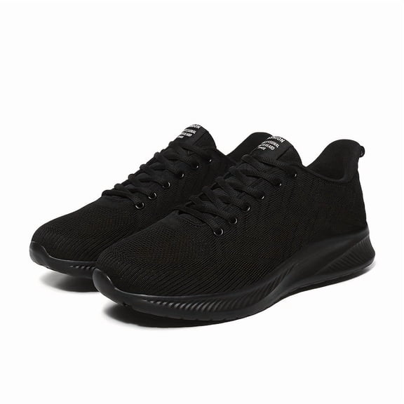 Men's Lightweight Breathable Running Shoes - Minimalist Black Sneakers with Cushioned EVA Sole, Lace-Up Training Shoes for Gym, Jogging, Everyday - All-Season Athletic Footwear, Foam Runner Shoes,