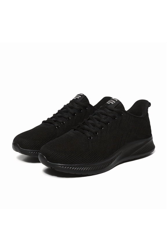 Men's Lightweight Breathable Running Shoes - Minimalist Black Sneakers with Cushioned EVA Sole, Lace-Up Training Shoes for Gym, Jogging, Everyday - All-Season Athletic Footwear, Foam Runner Shoes,