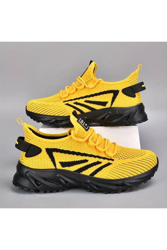 Men's Lightweight Breathable Shock-Absorbing Outdoor Sports Shoes with MD Cushioning System, Available in Black/Orange Styles, Suitable for Hiking, Running, Fitness - Low-Top Casual Sneakers