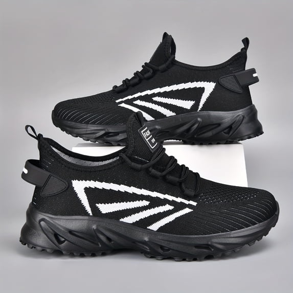 Men's Lightweight Breathable Shock-Absorbing Outdoor Sports Shoes with MD Cushioning System, Available in Black/Orange Styles, Suitable for Hiking, Running, Fitness - Low-Top Casual Sneakers