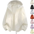 thumbnail image 1 of Men's Lightweight Breathable Vented Back Sun Protection Shirts Hooded Windbreaker Shell Jacket Zip Pockets for Hiking Running Training Outdoor Travel, Beige, S, 1 of 8