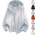 thumbnail image 1 of Men's Lightweight Breathable Vented Back Sun Protection Shirts Hooded Windbreaker Shell Jacket Zip Pockets for Hiking Running Training Outdoor Travel, Light Blue, L, 1 of 1