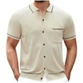 thumbnail image 1 of Men's Lightweight Button Shirt Summer Casual Knit Shirt Loose Lapel Top, 1 of 6