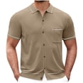 thumbnail image 1 of Men's Lightweight Button Shirt Summer Casual Knit Shirt Loose Lapel Top, 1 of 6