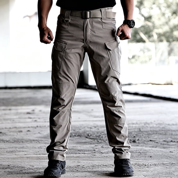 Men's Lightweight Cargo Pants Multi-Pocket Straight Leg Stretch Outdoor Work Trousers