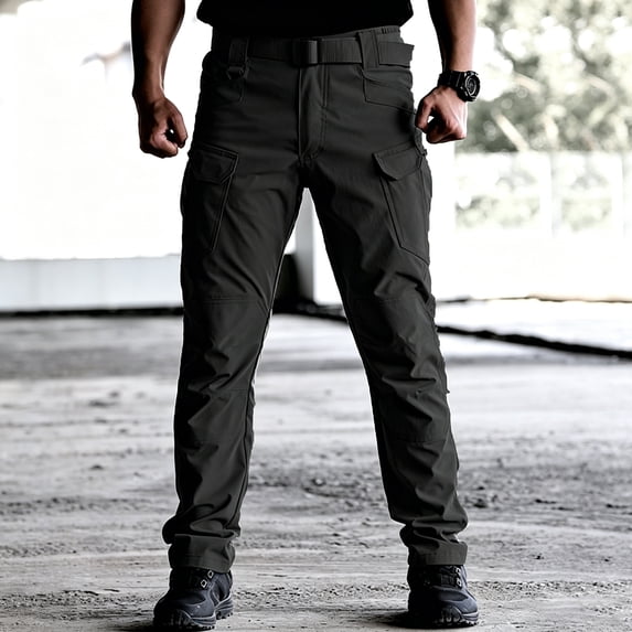 Men's Lightweight Cargo Pants Multi-Pocket Straight Leg Stretch Outdoor Work Trousers