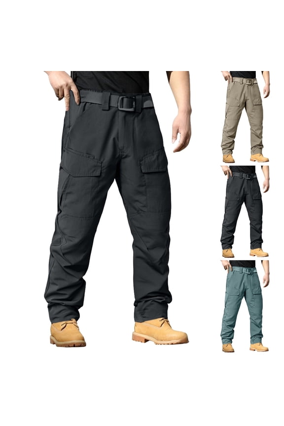 Men’s Lightweight Cargo Work Pants Hiking Climbing Travel Outdoor Trousers with Pockets
