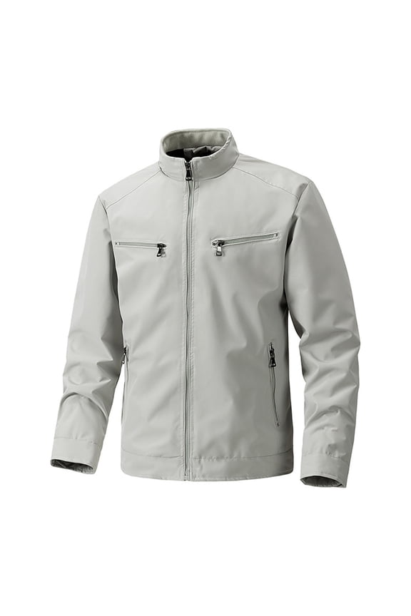 Men's Lightweight Casual Jacket Autumn Winter Zippered Outerwear Minimalist Style Comfortable Breathable Outdoor Coat