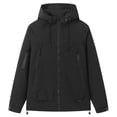 thumbnail image 1 of Men's Lightweight Casual Jacket Hooded Windbreaker for Autumn Winter Outdoor Comfortable Stylish Solid Color, 1 of 1