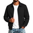 thumbnail image 1 of Men's Lightweight Casual Jacket Zip Up Jacket with Ribbed Cuffs and Collar, Long Sleeve Harrington Jacket with Zipper Pockets for Spring Fall Everyday Wear, 1 of 7