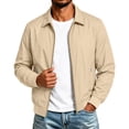 thumbnail image 1 of Men's Lightweight Casual Jacket Zip Up Jacket with Ribbed Cuffs and Collar, Long Sleeve Harrington Jacket with Zipper Pockets for Spring Fall Everyday Wear, 1 of 7