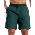 thumbnail image 1 of Men's Lightweight Casual Stretch Cargo Shorts Classic Fitting Drawstring Elastic Waist Work Fishing Hiking Shorts with Pockets Green XS, 1 of 7