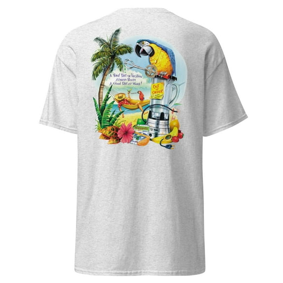 Men's Lightweight Classic Parrot Blender Repair No Bad Days Tropical Beach T-Shirt Jimmy Buffett Style Parrot Macaw Cool