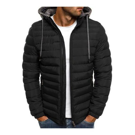 Men's Lightweight Down Puffer Solid Color Jacket Winter Breathable Warm Causal Parka Coat Outdoor with Pockets