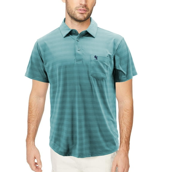 Men's Lightweight Elastic Nylon Blend Short Sleeve Embroidered Logo Polo Shirt (KC 1207 Teal, 1XL)