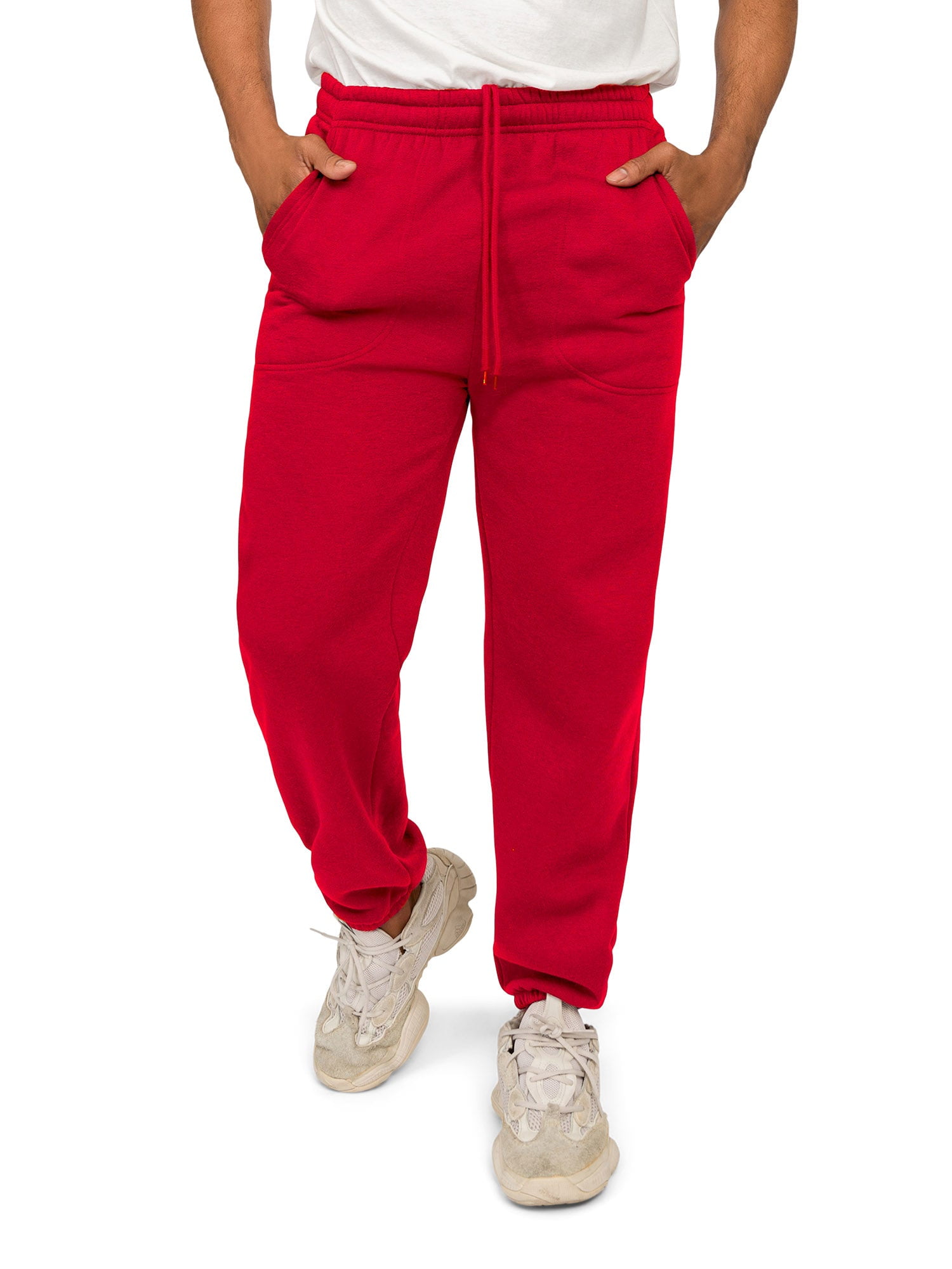 Men s Lightweight Fleece Elastic Bottom Sweatpants VS2021 Red 2X Large