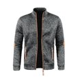 thumbnail image 1 of Men's Lightweight Fleece Full Zip Jacket Stand Collar Soft Warm Windproof Casual Coat with Zipper Pockets, 1 of 4
