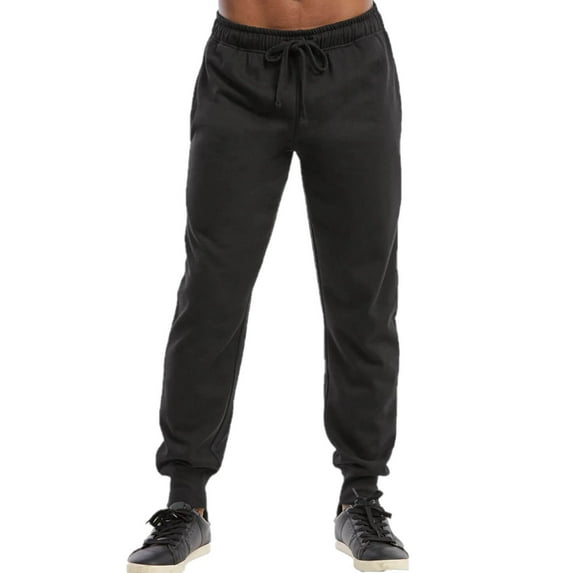 Men's Lightweight Fleece Joggers Pants with Pockets, Active Sweatpants, Black 2XL, 1 Pack
