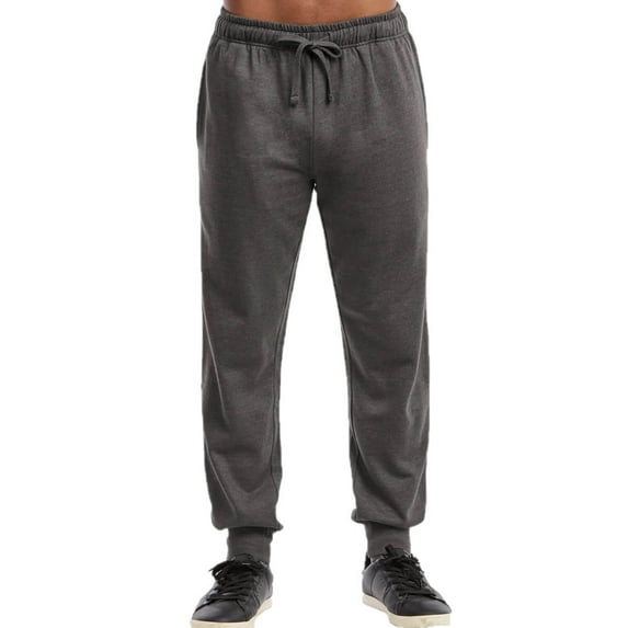 Men's Lightweight Fleece Joggers Pants with Pockets, Active Sweatpants, Charcoal Grey M, 1 Pack