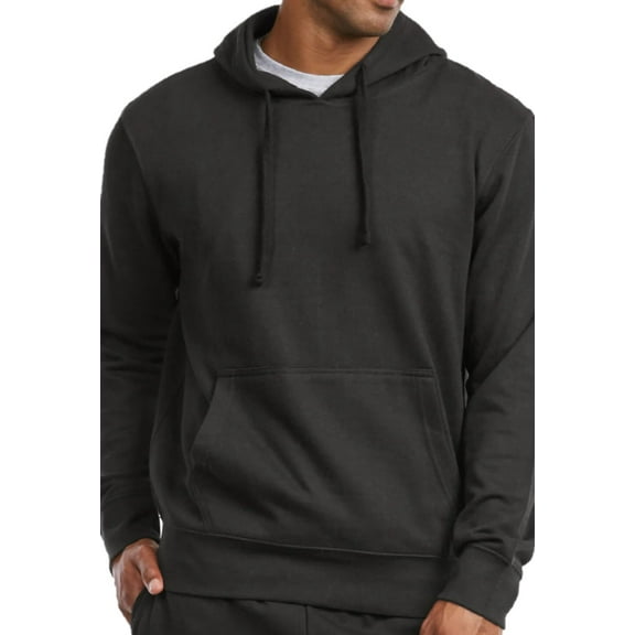 Men's Lightweight Fleece Pullover Hoodie / Sweatshirt, Black L, 1 Pack