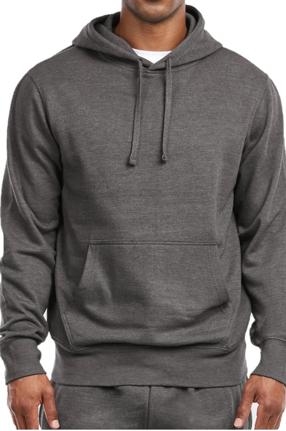 Men's Lightweight Fleece Pullover Hoodie / Sweatshirt, Charcoal