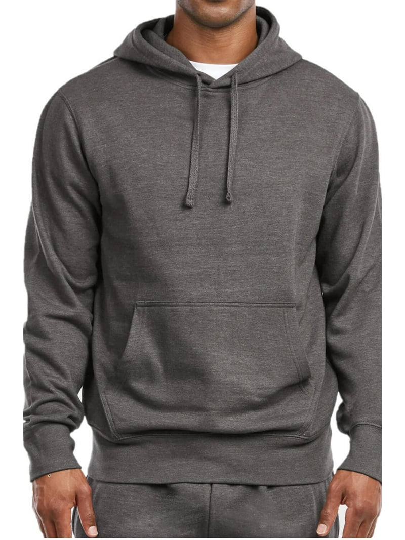 Men's Lightweight Fleece Pullover Hoodie Sweatshirt, Charcoal