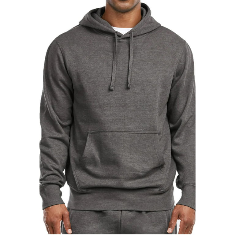 Men's Lightweight Fleece Pullover Hoodie / Sweatshirt, Charcoal