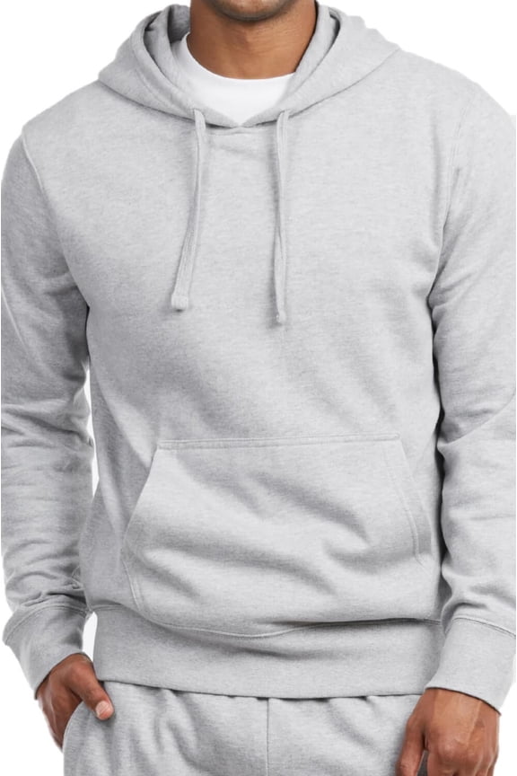 Men's Lightweight Fleece Pullover Hoodie / Sweatshirt, Heather Grey L, 1 Pack