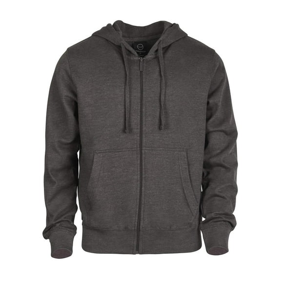 Men's Cotton Blend Lightweight Fleece Zip Up Hoodie Sweatshirt 2XL, Charcoal Grey