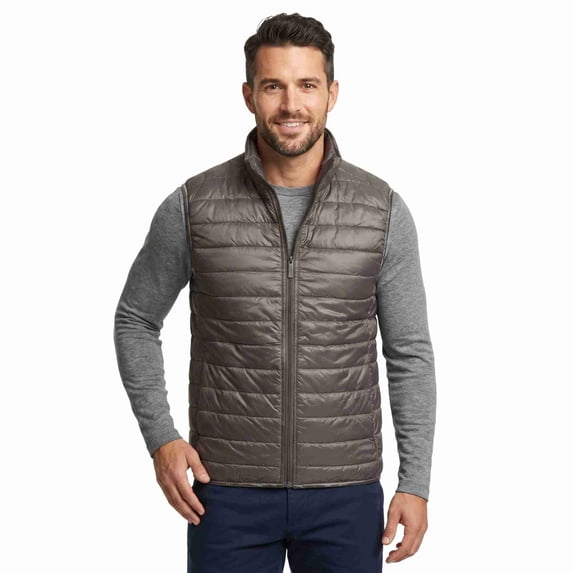 COUVER Men's Lightweight Full Zip Puffer Vest Grey M