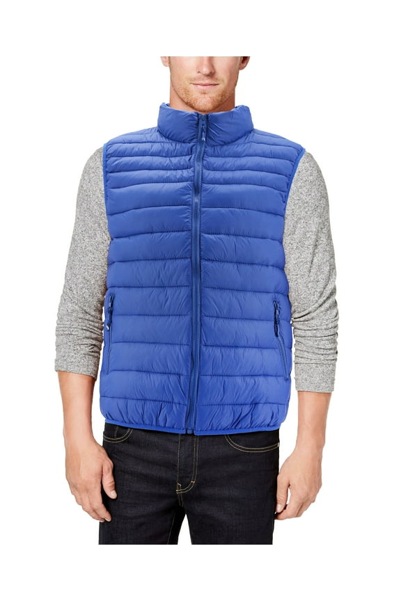 Men's Lightweight Full Zip Quilted Insulated Water Resistant Warm Puffer Vest (Royal Blue, S)