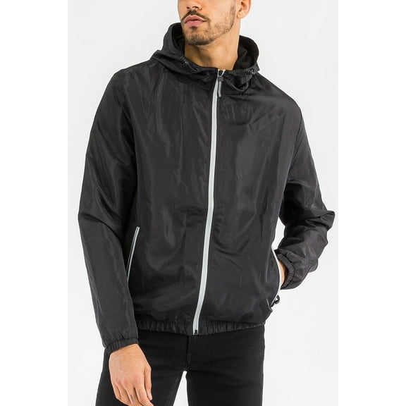Men's Lightweight Full Zip Up Reflective Active Runners Jacket Casual Softshell Windbreaker Coat Outerwear
