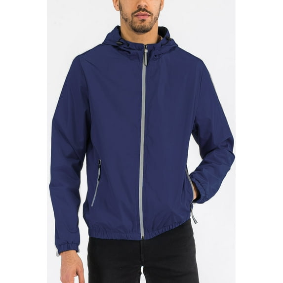 Men's Lightweight Full Zip Up Reflective Active Runners Jacket Casual Softshell Windbreaker Coat Outerwear