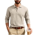 thumbnail image 1 of Men's Lightweight Geometric Texture Long Sleeve Knit Sweaters Quarter Button Solid Color Polo Pullover, 1 of 7